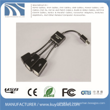 3 em 1 Micro USB OTG hub Host cabo adaptador multi cabo para Samsung / Tablet